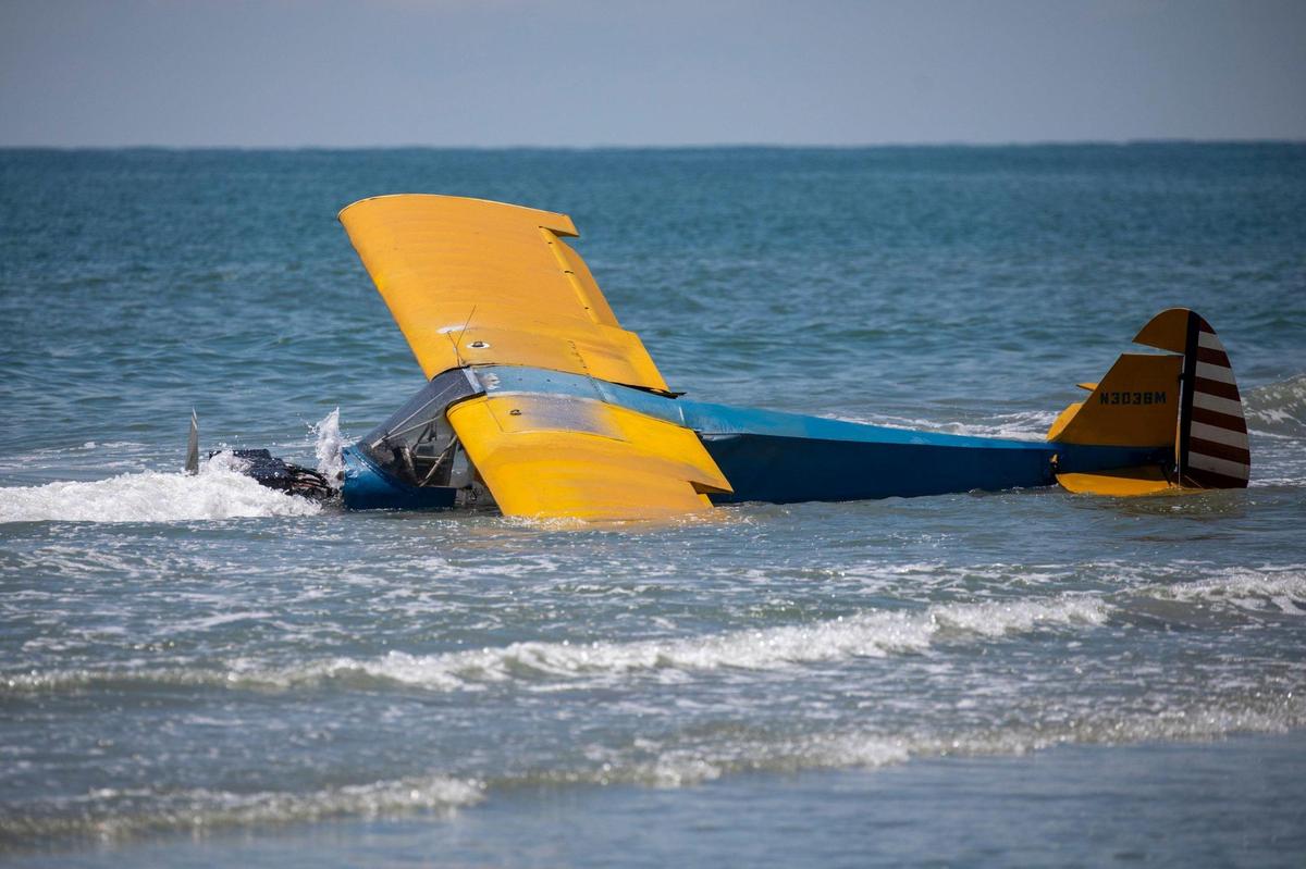 A banner plane crashed into the surf near 40th Avenue North in Myrtle Beach on Monday morning. Authorities said the pilot was “okay” following the crash but had been transported to the hospital for treatment. July 31, 2023.