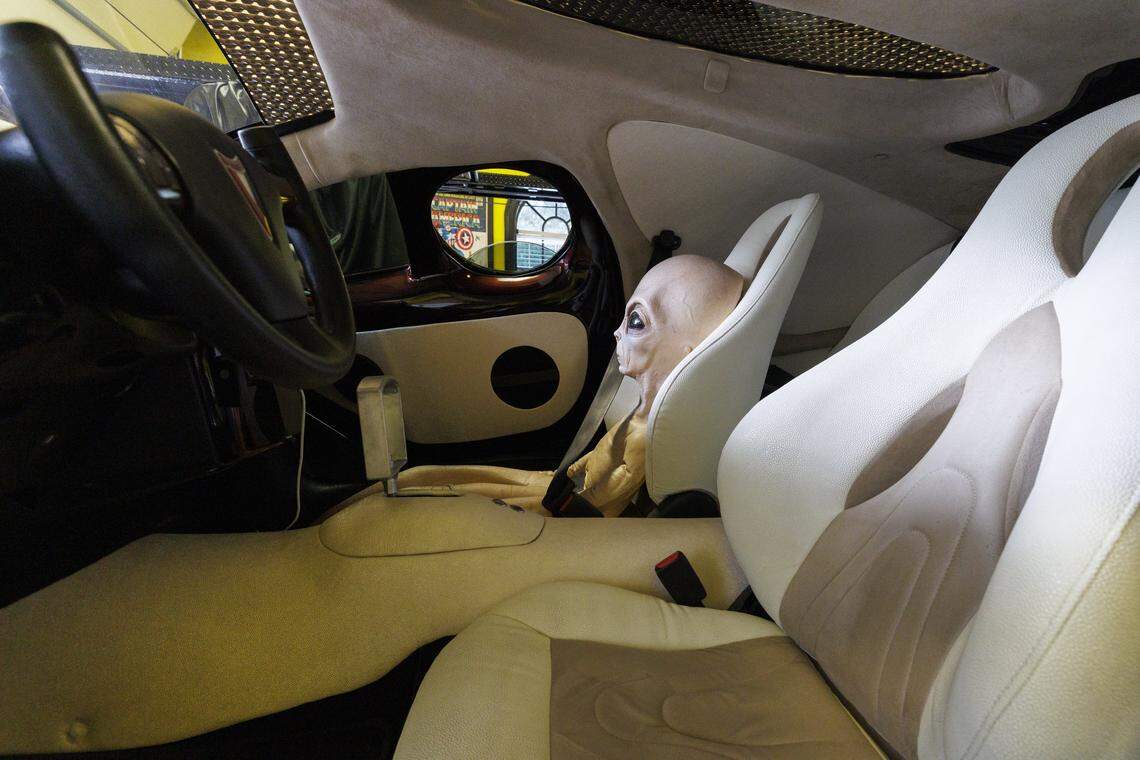 Alan Jones' Extra Terrestrial Vehicle will appear in the new John Travolta movie, "Cash Out 3." The Myrtle Beach man collects vehicles, and this car, one of only eight in the world made by Mike Vetter, was sought out by the production company to be part of the new film. His passenger, Timmy, the alien, can often been seen as Jones drives the vehicle around the city.. Aug. 7, 2025.