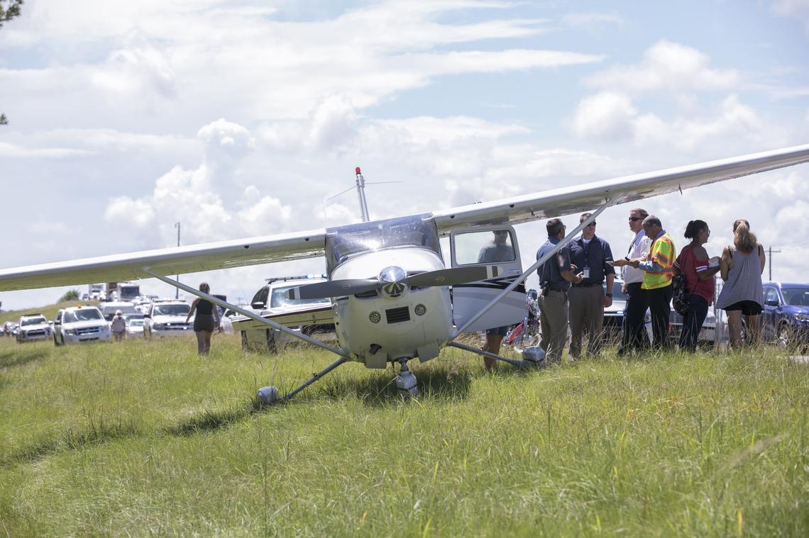 A small plane used U.S. Highway 17 Bypass for landing after a mechanical issue forced the plane into an emergency landing on Wednesday. No one was hurt in the incident.