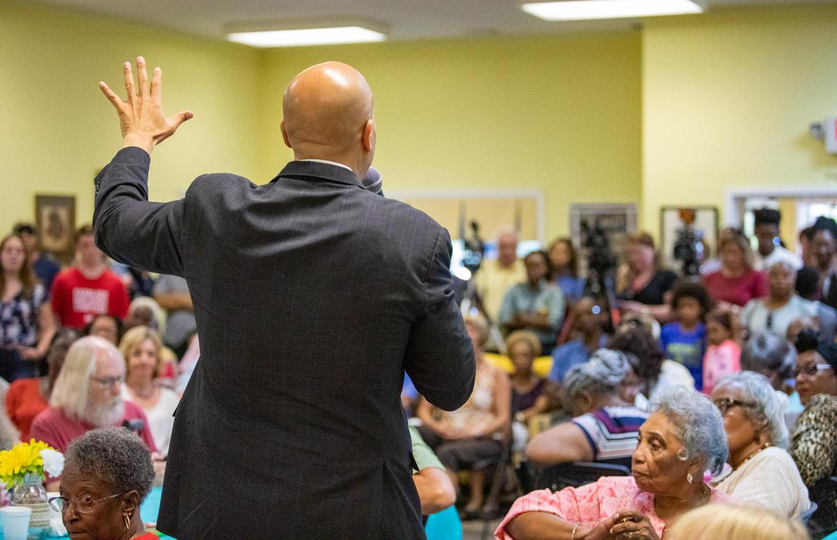 United States Senator and 2020 presidential candidate Cory Booker speaks to Horry County residents at the Bucksport Senior Center in Bucksport, S.C.