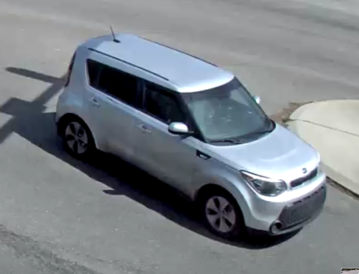 Police believe a pair of armed robbery suspects left the area of the robbery in this silver Kia Soul.