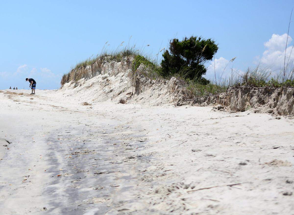 Erosion is evident on the beach at Briarcliffe Acres on Thursday, July 13, 2017.