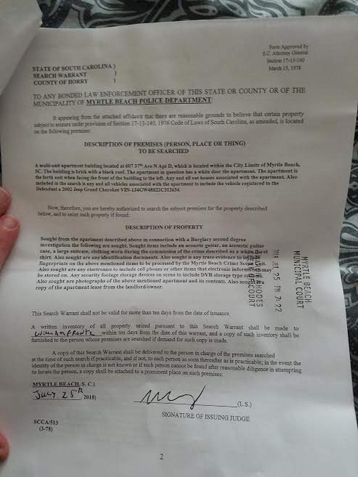 A search warrant details what police sought when they raided a home on July 25, 2018. The family that lives there said police had the wrong home.