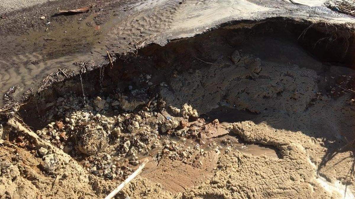 A portion of Springs Avenue in Pawleys Island has been “washed away,” according to police.