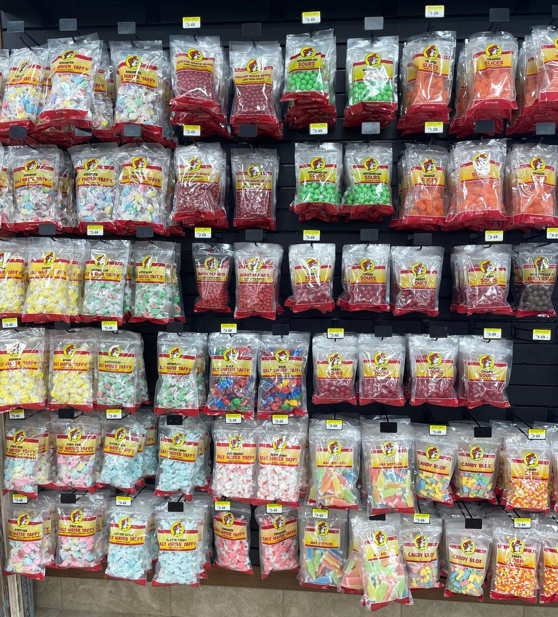 Candy sold at a Buc-ee’s gas station in Royce City, Texas, including candy-coated, “burnt peanuts.”