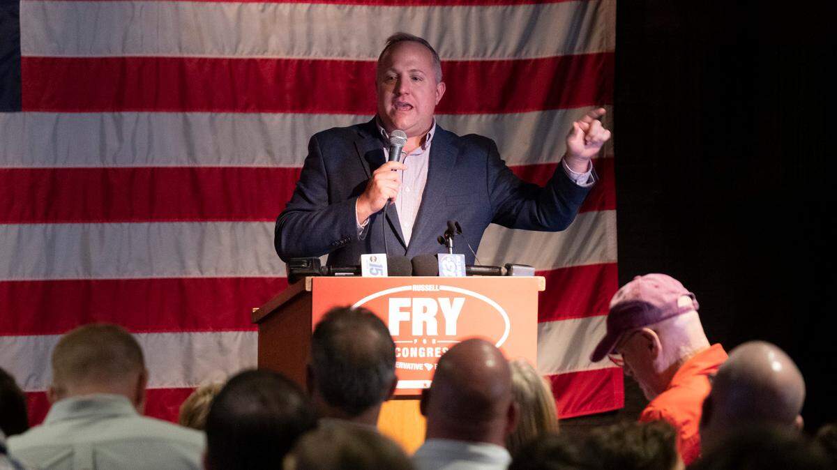 Russell Fry speaks to supporters on Nov. 8, 2022 at The Boathouse in Myrtle Beach, S.C. Fry won election in 2022 and now represents South Carolina’s 7th District in the U.S. House of Representatives.