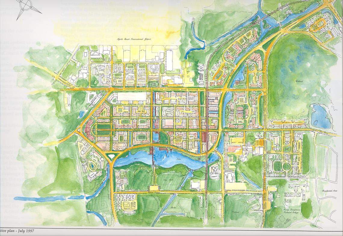 A rendering of The Market Common area.
