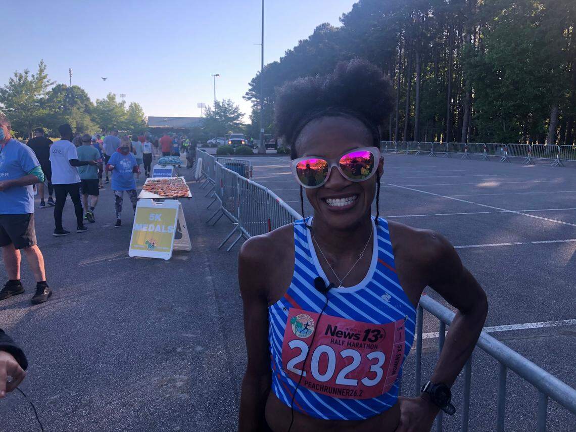 Shawanna White of Columbia won the women’s half marathon in Myrtle Beach on Saturday.