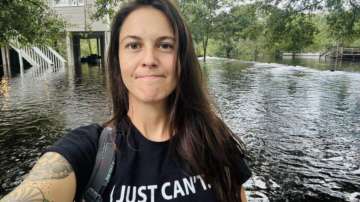 Danielle Harper, who lives in Longs along the Waccamaw River with her husband, has been kayaking back and forth from her home that is receiving flooding.