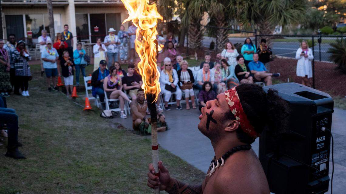 Polynesian Fire, a live music and buffet dinner show, is hosted by a family from American Samoa and is held six nights a week at the St. John’s Inn in Myrtle Beach, S.C. May 3, 2023.