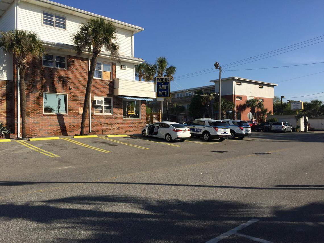 Police were on the scene Wednesday, April 18, after a report of shots fired at the Aquarius Motel in Myrtle Beach.