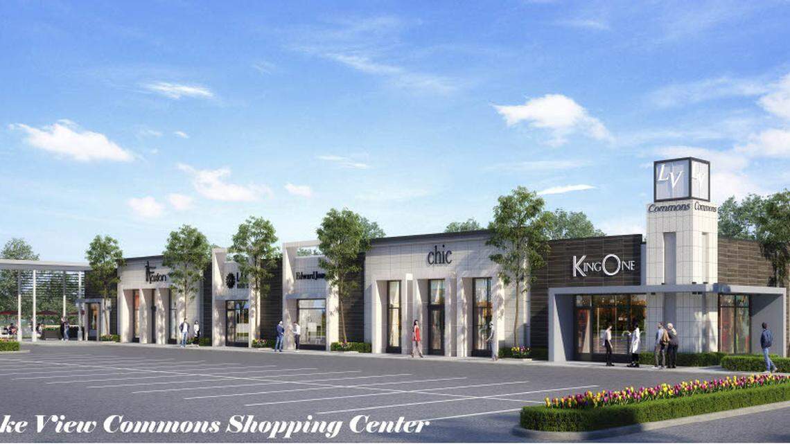 An artists rendering of the Lake View Commons shopping center