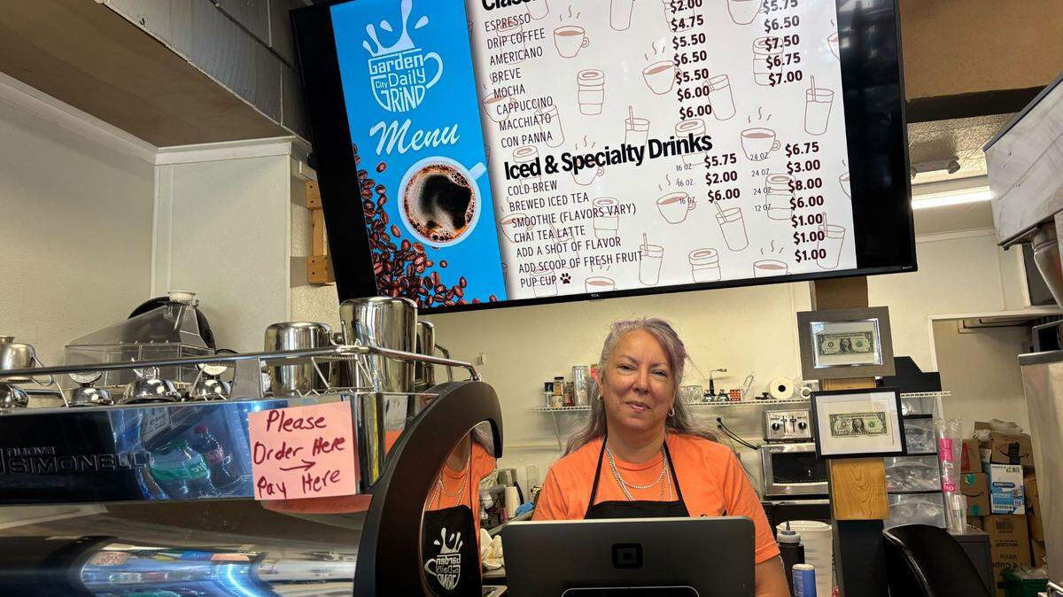 Mary Maestas bought and reopened the Garden City Daily Grind in the Myrtle Beach area. She serves coffee, tea and pastries and sells local art.