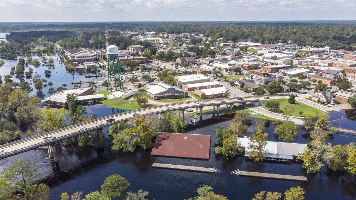 The Waccamaw River at Conway crested Wednesday, Sept. 24 at well over 21 feet, flooding many downtown homes following Hurricane Florence.
