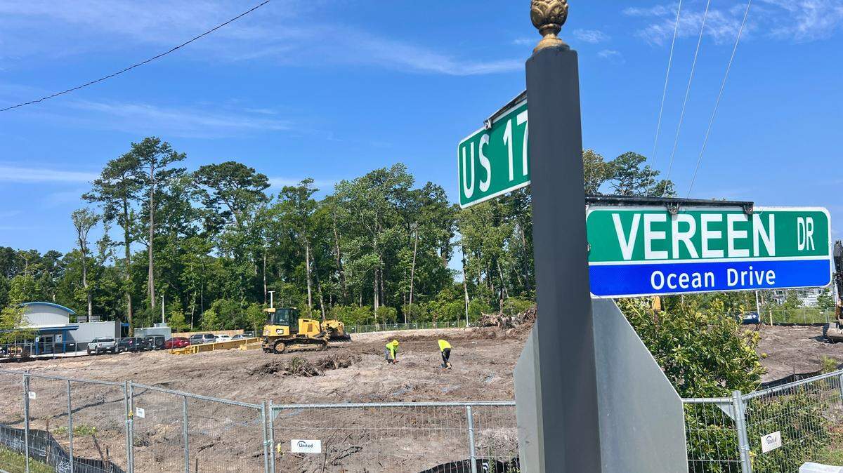 Construction workers prepare a property at the corner of Vereen Drive and U.S. 17. Construction workers at the site told The Sun News Monday, June 17, 2024, that the property would become a gas station.