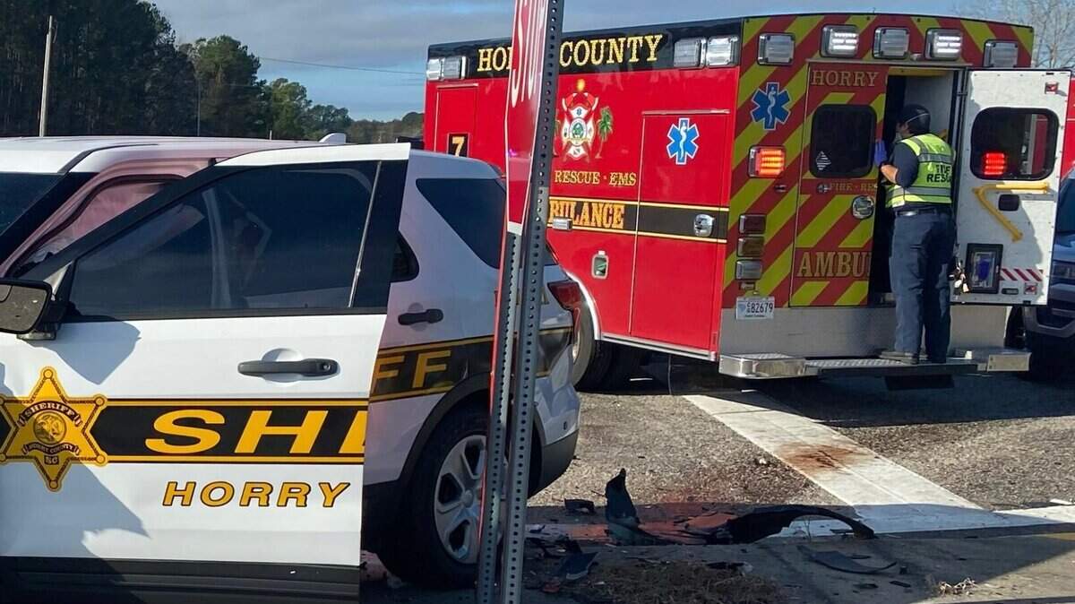 A two-vehicle crash has traffic blocked on Highway 90.