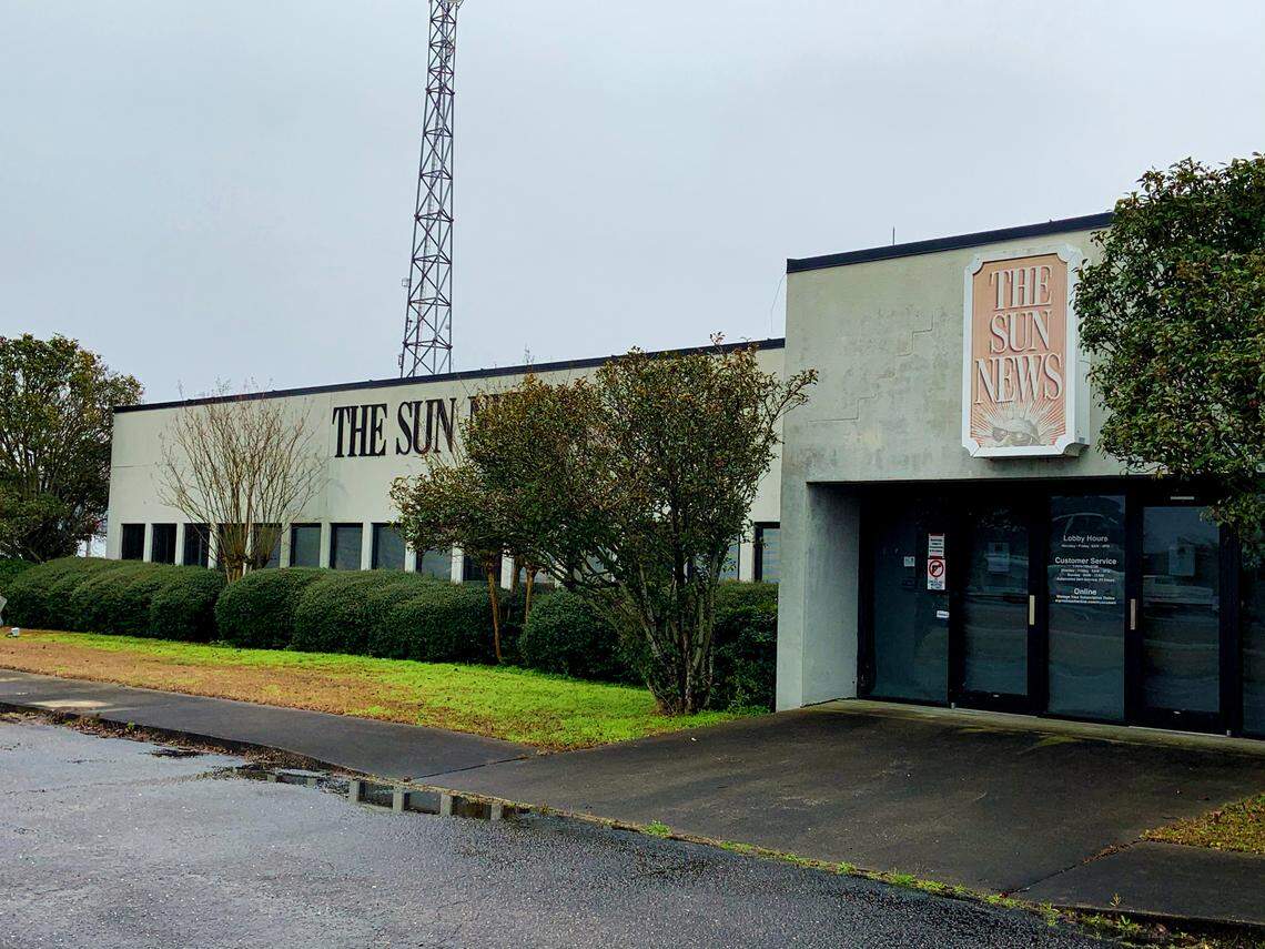 The Myrtle Beach Sun News’ street sign was taken down Feb. 17, 2021 and replaced with one for the South Carolina gun store Palmetto State Armory.