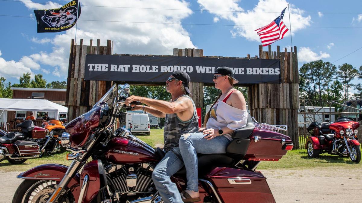 A biker rodeo is held at the Rat Hole in Socastee during the Myrtle Beach 2024 Spring Rally. May 16, 2024.