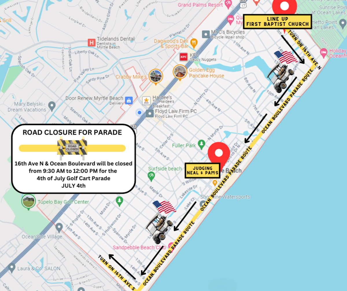 Surfside Beach is closing off Ocean Boulevard for its July 4 parade.