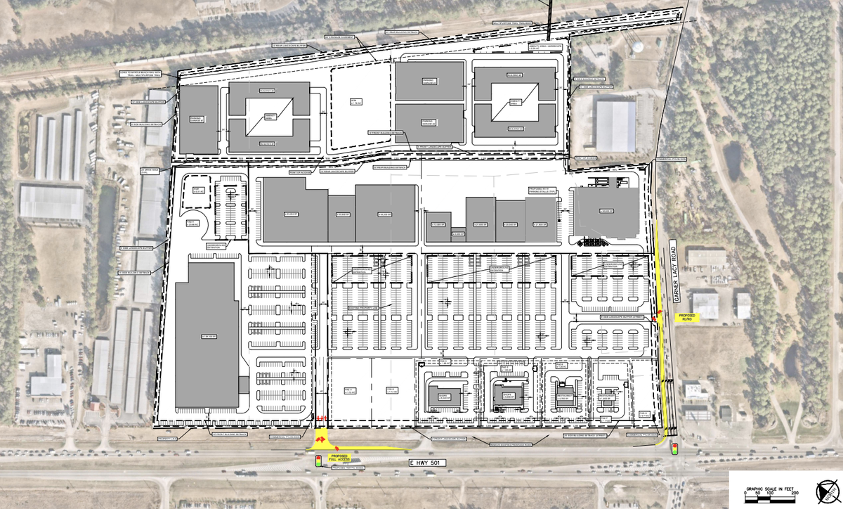 A rendering for a proposed mixed-use development between Carolina Forest and Conway, SC. According to a traffic study conducted by the consulting firm Kimley Horn, the project should be built by 2027.