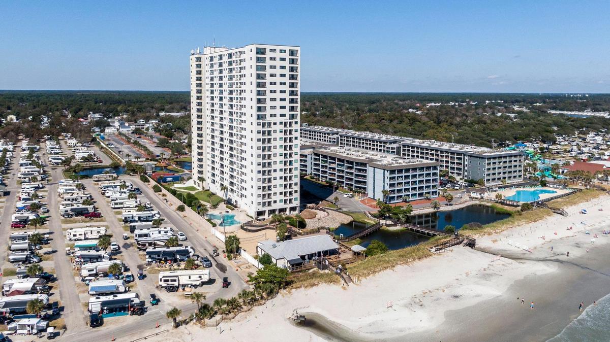 Residents have been evacuated from the 22-story Renaissance Tower at Myrtle Beach Resort after structural engineers found the building unsafe. A section of the busy beach front also also been closed. October 14, 2022.