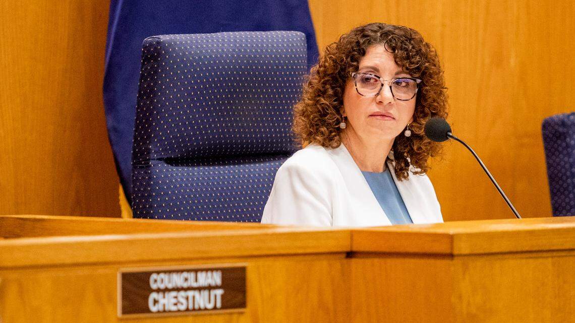 Myrtle Beach Mayor Brenda Bethune listens as councilman John Krajc speaks during a city council meeting Tuesday morning at the Myrtle Beach Police Department.