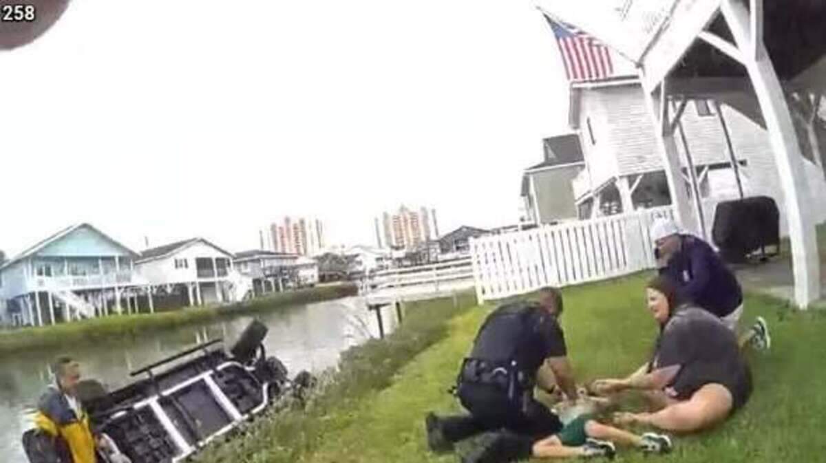 On Sept. 27, 2025, Sgt. Christopher Bellamy of the North Myrtle Beach Police Department saved three women and a child from a golf cart submerged in a body of water.