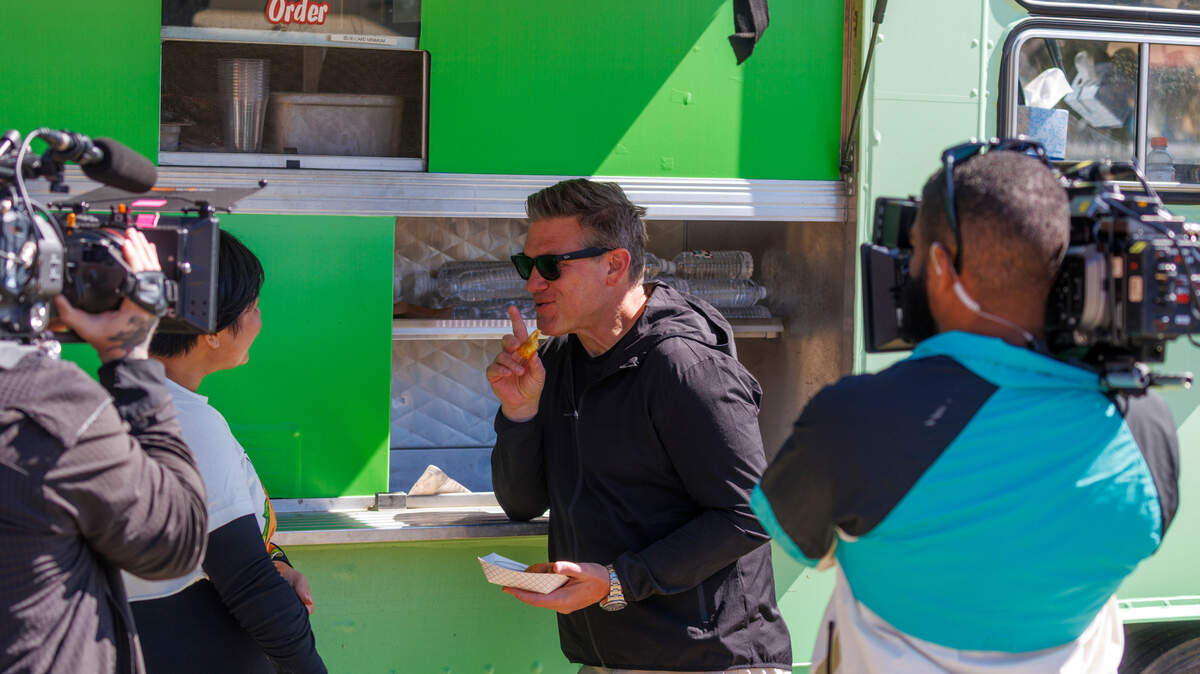Food trucks from “The Great Food Truck Race” were at Plyler Park in Myrtle Beach this Friday for the show filming with Chef Tyler Florence. The trucks will be at various locations serving food around Myrtle Beach this weekend. Friday. March, 21 2025.