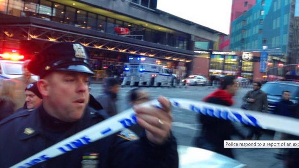 Police respond to a report of an explosion near Times Square on Monday, Dec. 11, 2017, in New York. Charles Zoeller