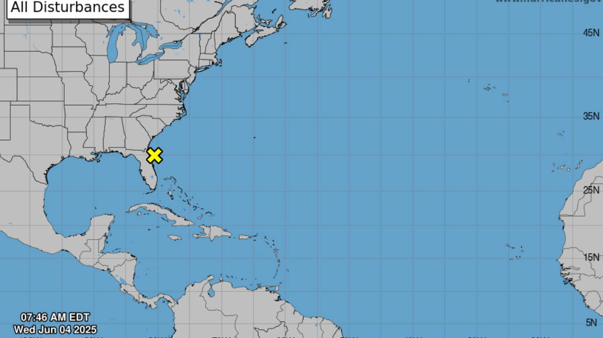 The National Hurricane Center tracked a tropical disturbance with a 10% chance of cyclone formation Tuesday. A day later, the chances are down to 0%.