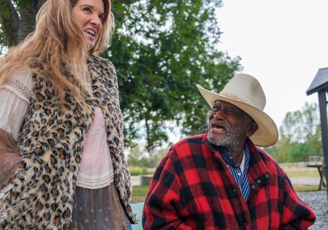 The formerly unidentified man known as ‘Cowboy’, now known to be 76-year-old Willie Jean Caldwell of Louisiana, jokes with Christa Reynolds after his birth records were discovered. Reynolds took Caldwell in at the Recovery Ranch near Loris, S.C in March of 2020 when she found him at a local hospital with no money or identification. Social worker Lisa Hyatt tracked down Caldwell’s birth records and identified family members living in Louisiana and Mississippi last week. The records should help qualify him for benefits he has been unable to attain for over a decade.