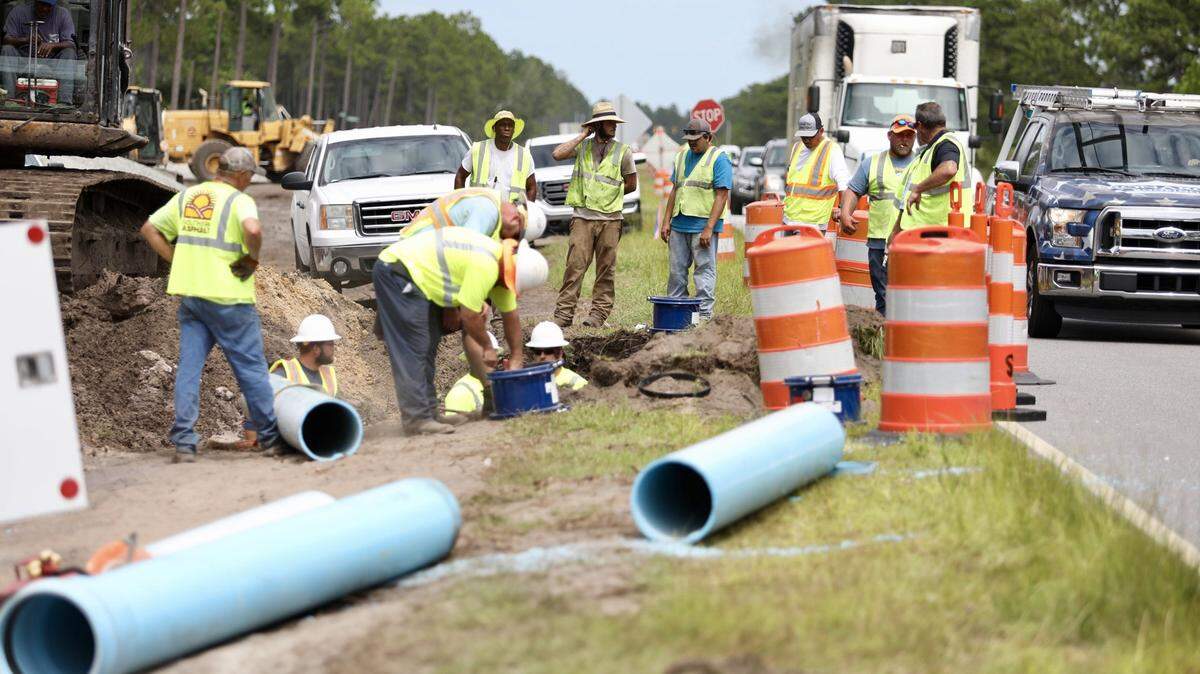 Grand Strand Water and Sewer Authority crews fixing a water line in Carolina Forest in 2019.