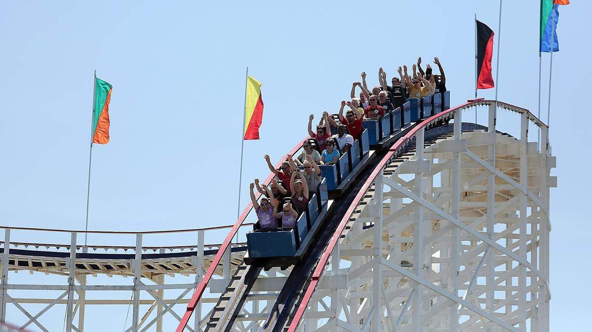 The Swamp Fox at Family Kingdom has been made a landmark by the American Coaster Enthusiasts on Friday, April 29, 2016. Built in 1966, the wooden coaster is 72 feet tall and 2,640 feet long. About 200 members of the coaster enthusiasts came to Family Kingdom to ride the Swamp Fox and dedicate a plaque.