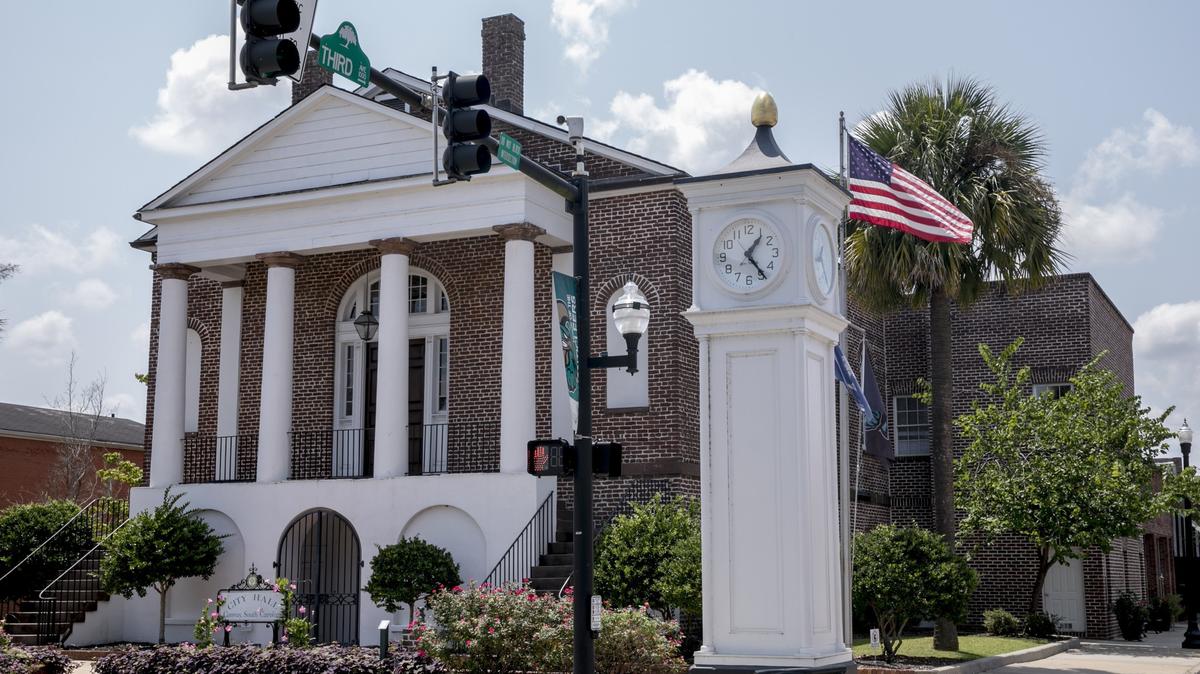 Conway’s City Hall and clock tower is on the corner of Third Avenue and Main Street. Aug, 16 2018.
