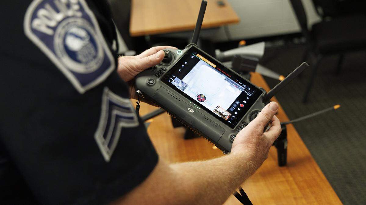 Stephen Murphy, a shift corporal with the North Myrtle Beach Police Department demonstrate's the departments use of drone technologies. Several drones are currently in use by the North Myrtle Beach Police Department. The the department is attempting to grow the program to use small unmanned aerial vehicles to better assist in first response situations. May 11, 2026.