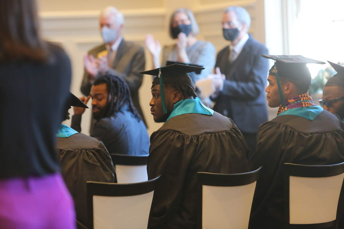 Coastal Carolina University held a special graduation ceremony for 21 football players who will miss commencement ceremonies this week while in Orlando for the Tailgreeter Cure Bowl on Friday night. Six earned master’s degrees.