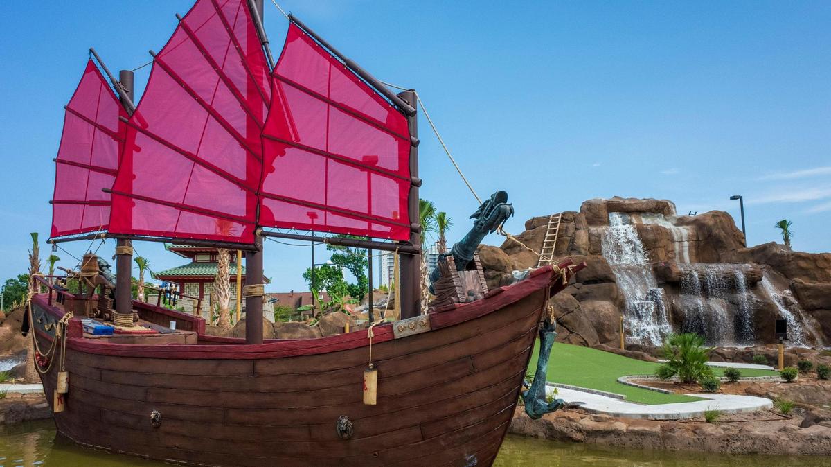 Red Dragon Cove Adventure Golf, a mini-golf course, is being constructed at 20th Avenue South and Kings Highway in Myrtle Beach, S.C. June 21, 2023.