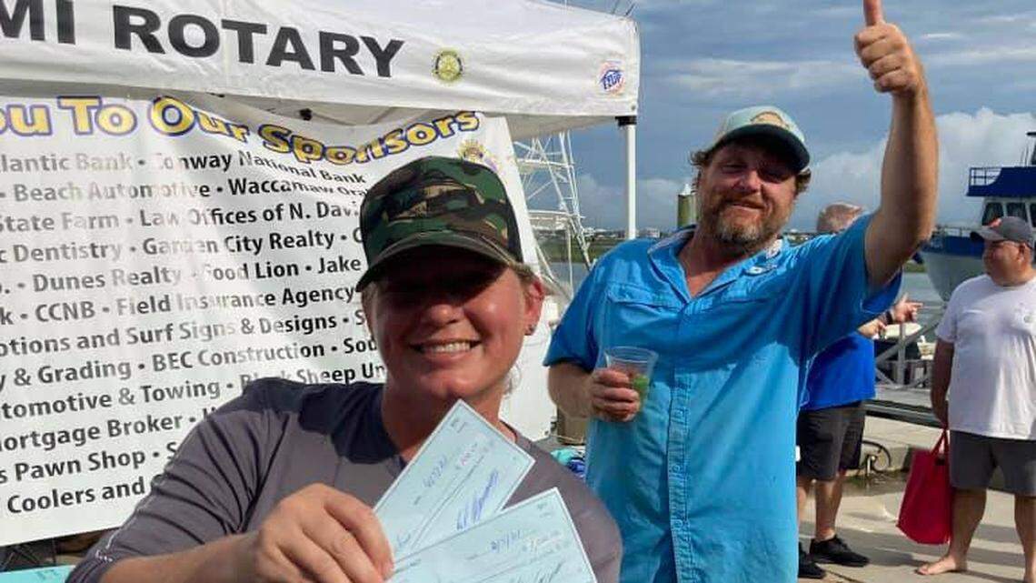 Kelly Baisch defeats 100 anglers in flounder tournament while husband works bait shop