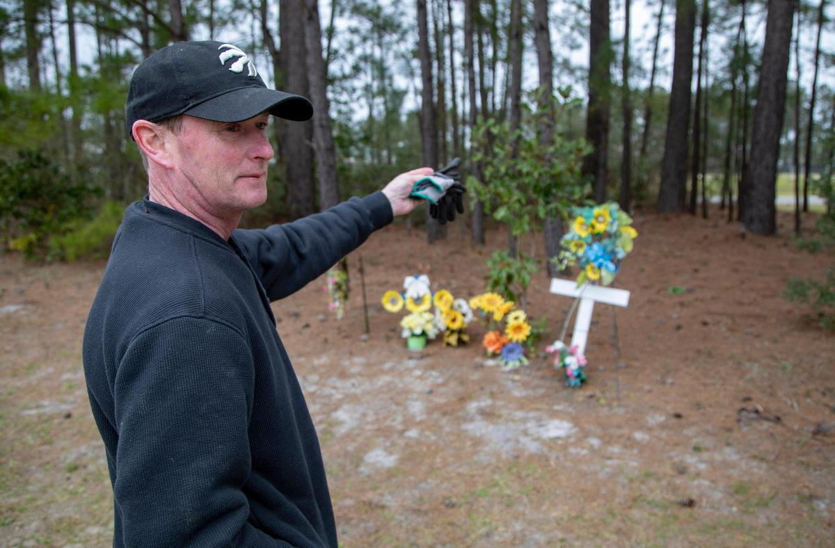 Paul Mullen speaks with media at his daughter Rachel’s roadside memorial Tuesday. Rachel Mullen died in a car wreck July 2, 2018 . She was 19 years old. Mullen was a graduate of Carolina Forest High School and soon-to-be sophomore at the University of South Carolina.
