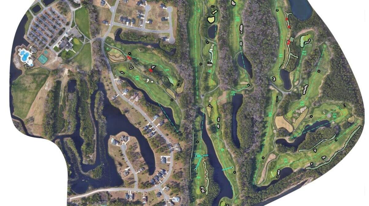 A map by golf architect Jeffrey Brauer shows Wild Wing Golf Course’s planned renovations.