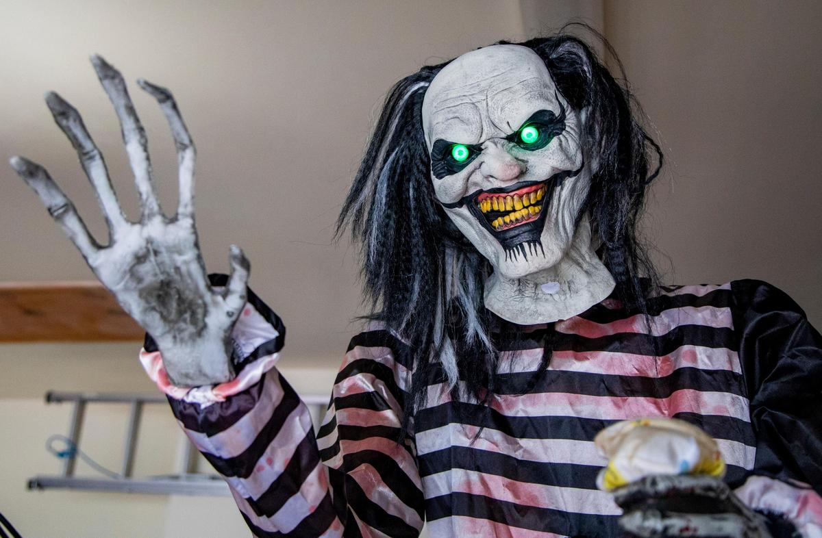Halloween props sit inside the home of David Parker, who hosts the “Haunted House in The Farm” in Carolina Forest Tuesday afternoon. Parker, who has built the haunt for the past ten years on his property in The Farm, said this may be his final year hosting the attraction.