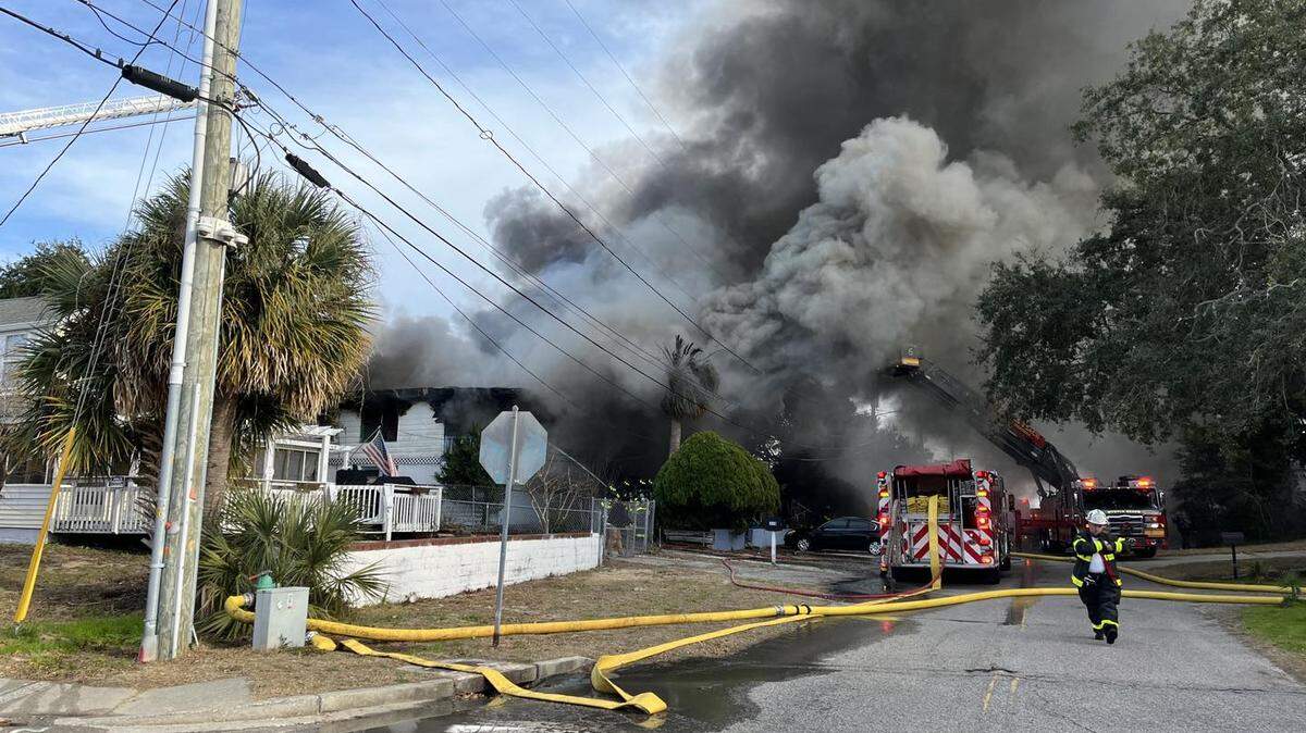Myrtle Beach Fire Department battles a structure fire on Christmas afternoon.