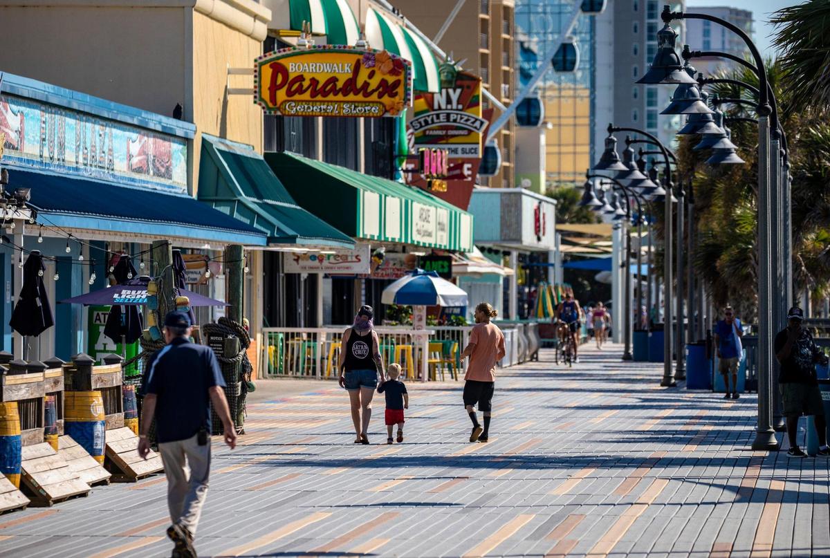 Crews are at work replacing the Myrtle Beach Boardwalk with new weather resistant composite materials. July 19, 2022.