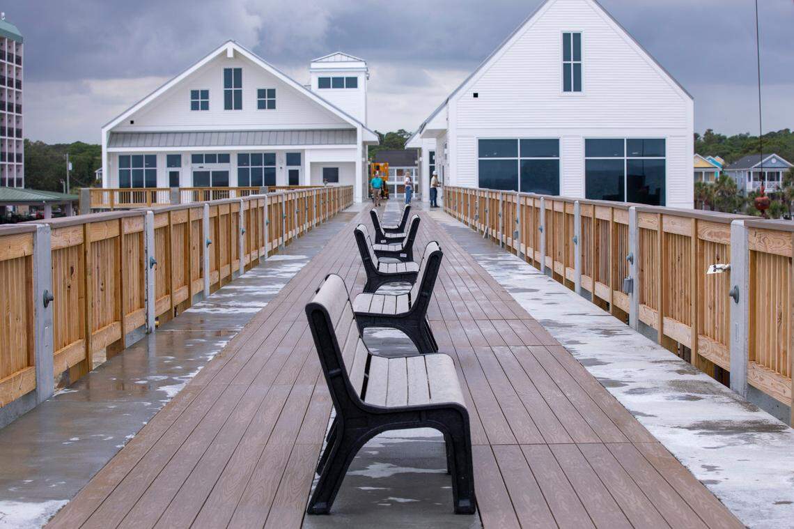The rebuilding of Surfside Beach Pier, originally damaged by Hurricane Matthew in 2016, is nearing completion. Consensus Construction crews showed off the progress of the new concrete pier, designed to withstand waves of up to 15 feet over the deck, to city officials and media on Friday. The City of Surfside expects to take occupancy by August 8, 2023 if not sooner. June 2, 2023.