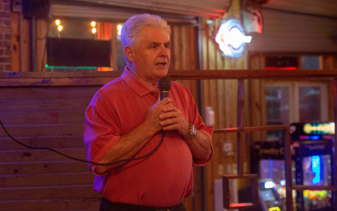 Horry County school board chair Republican nominee Ken Richardson reacts to the final numbers Tuesday at The Warehouse in Conway. Richardson beat out Janice Morreale and Pat Milley for the position.