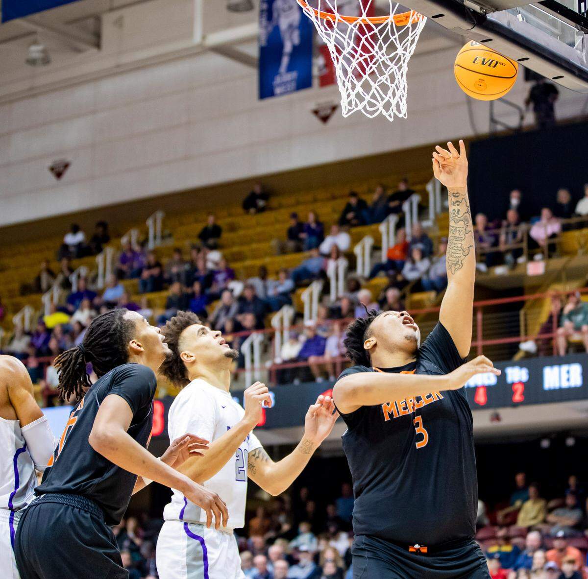 Mercer sophomore center Shannon Grant shoots against Furman Saturday afternoon in the SoCon Ingles Basketball Championships at the Harrah’s Cherokee Center in Asheville, N.C.