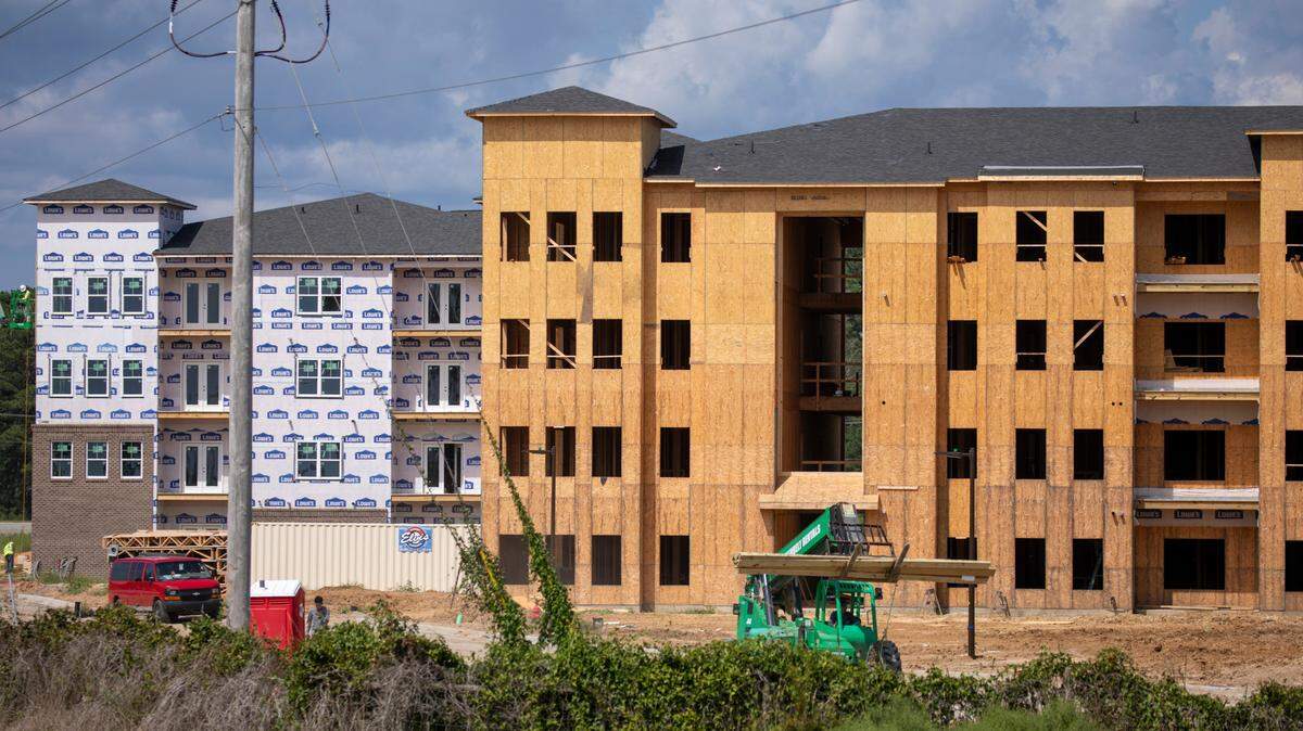 Construction of multi-family homes continues on the corner of S.C. 90 and Robert Edge Parkway in North Myrtle Beach, S.C. North Myrtle Beach is booming with new construction of residential and commercial building. Sept. 6, 2023.