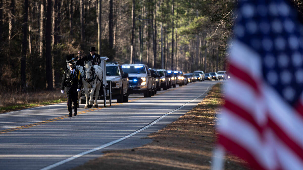 A funeral procession for fallen Horry County Policeman Lance Cpl. Melton Gore. January 20, 2021.