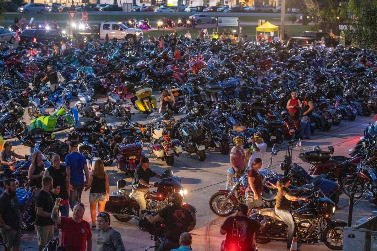 Despite oppressive heat and the threat of the coronavirus, a scaled-down version of the Myrtle Beach spring bike rally is being held this weekend with bikers riding to area bars to take part in the annual event. July 17, 2020.