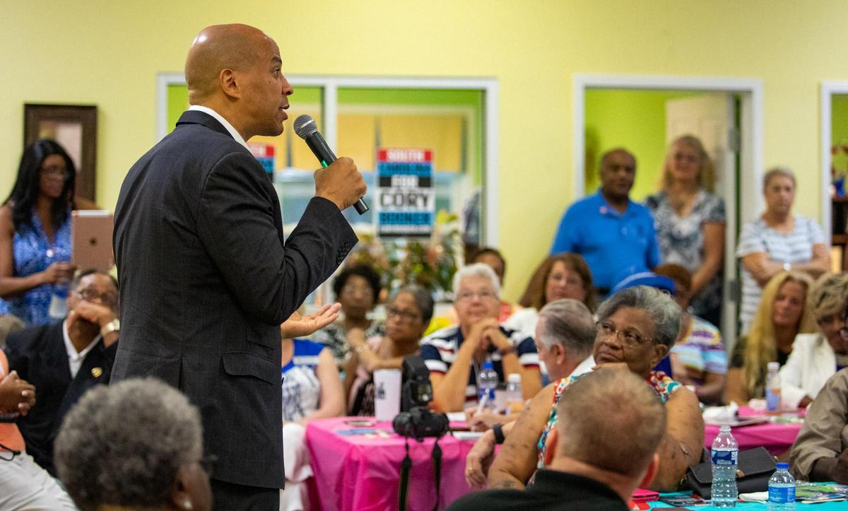 United States Senator and 2020 presidential candidate Cory Booker speaks to Horry County residents at the Bucksport Senior Center in Bucksport, S.C.